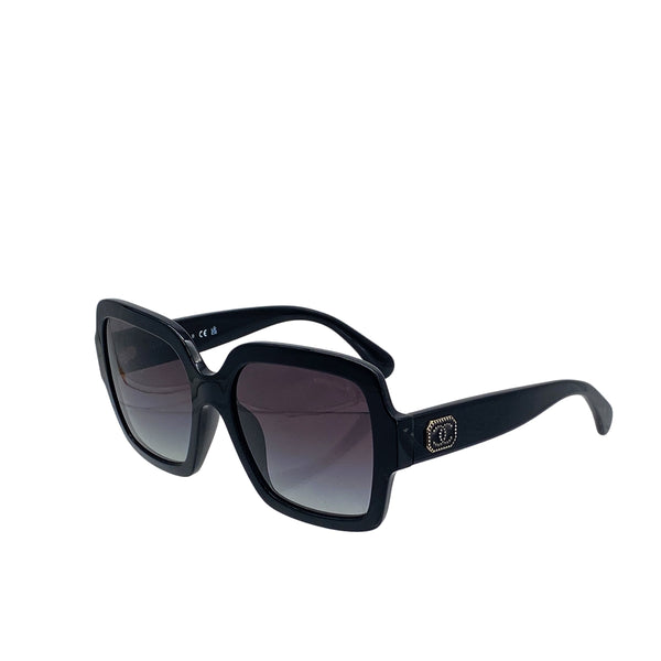 VINTAGE CHANEL COCOMARK SQUARE SHAPE SUNGLASSES BLACK EYEWEAR 90324634