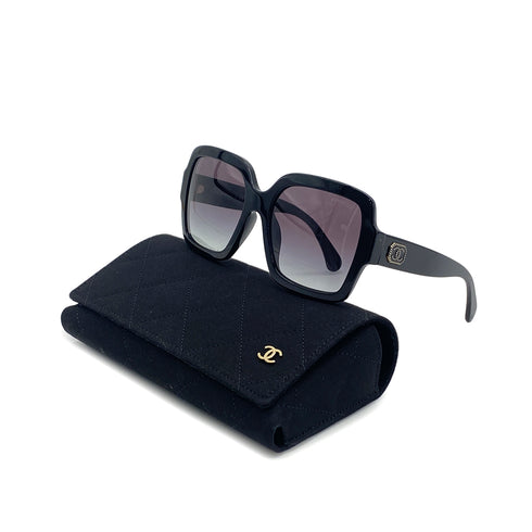 VINTAGE CHANEL COCOMARK SQUARE SHAPE SUNGLASSES BLACK EYEWEAR 90324634