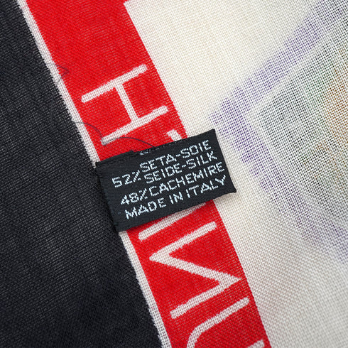 VINTAGE CHANEL COCOMARK STAMP PATTERN SCARF MULTICOLOR SILK CASHMERE 90331695