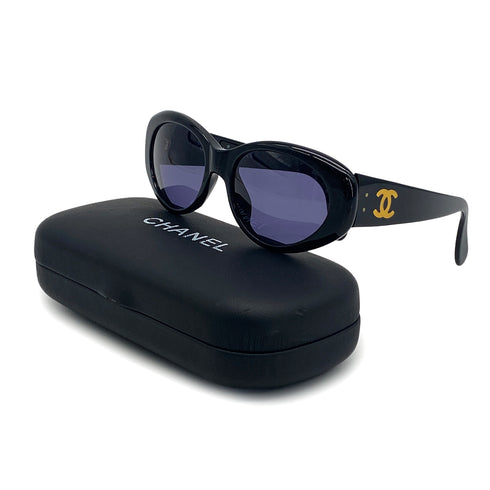 VINTAGE CHANEL COCOMARK SUNGLASSES BLACK EYEWEAR 90325788