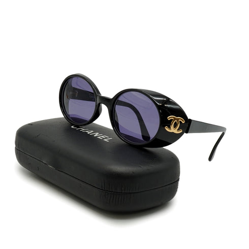 VINTAGE CHANEL COCOMARK SUNGLASSES BLACK EYEWEAR 90338909