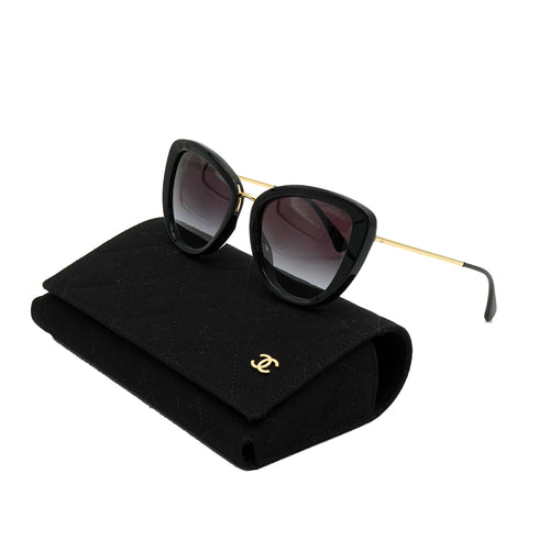VINTAGE CHANEL COCOMARK SUNGLASSES BLACK GOLD EYEWEAR 90340535
