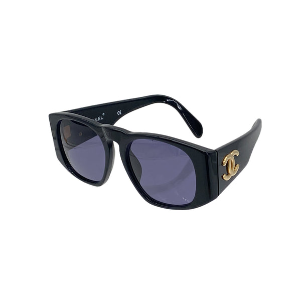 VINTAGE CHANEL COCOMARK SUNGLASSES BLACK GOLD EYEWEAR 90326232