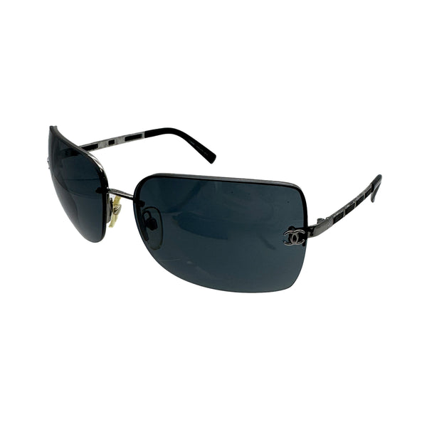 VINTAGE CHANEL COCOMARK SUNGLASSES BLACK SILVER EYEWEAR 90320172