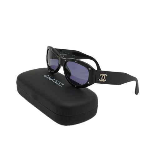 VINTAGE CHANEL COCOMARK SUNGLASSES BLACK SILVER EYEWEAR 90340544