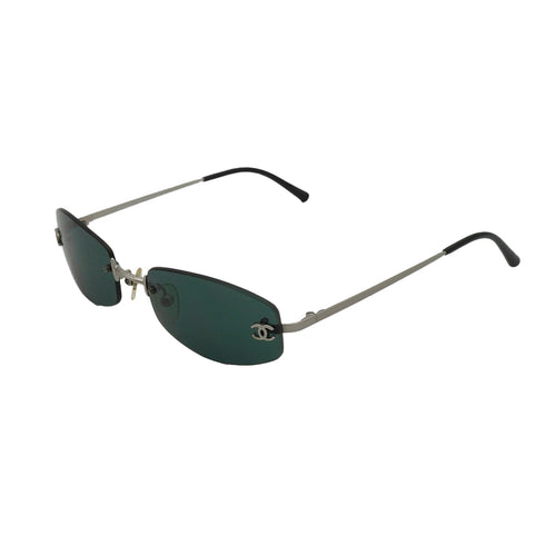 VINTAGE CHANEL COCOMARK SUNGLASSES BLACK SILVER EYEWEAR 90327316