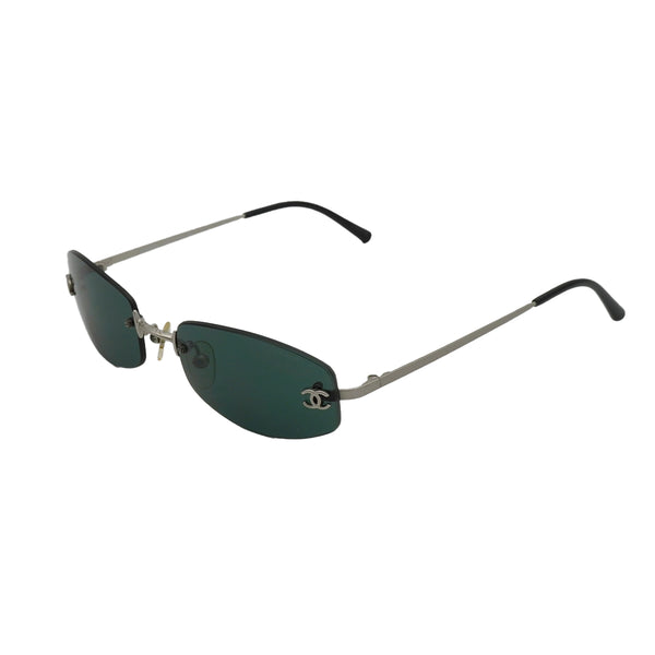 VINTAGE CHANEL COCOMARK SUNGLASSES BLACK SILVER EYEWEAR 90327316