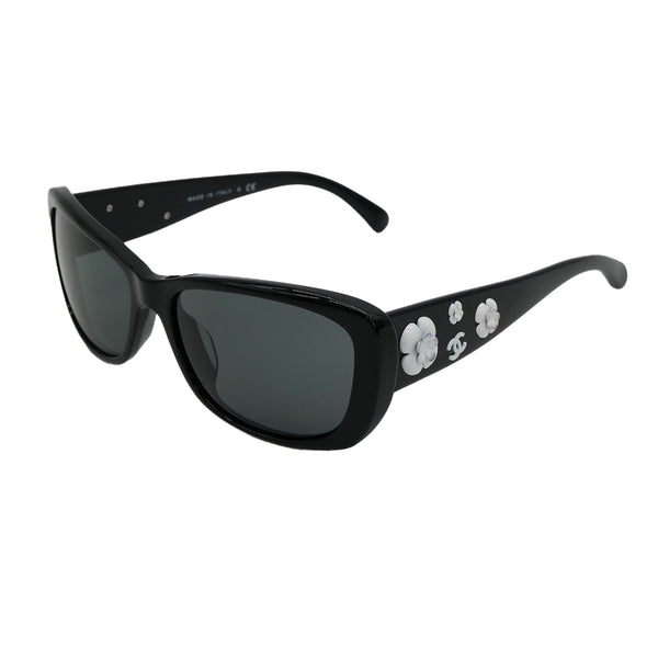 VINTAGE CHANEL COCOMARK SUNGLASSES CAMELLIA BLACK EYEWEAR 90321074
