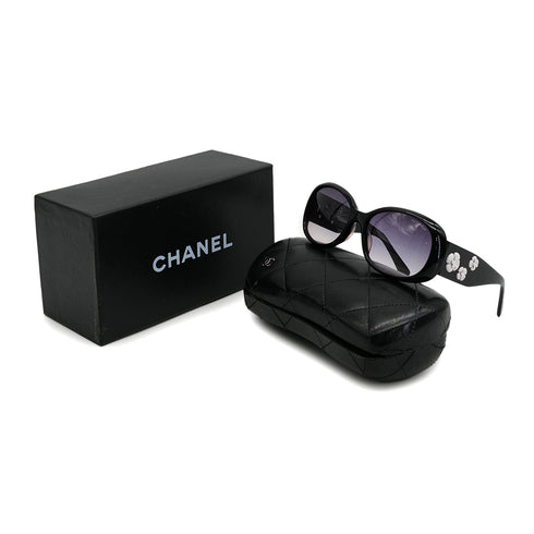 VINTAGE CHANEL COCOMARK SUNGLASSES CAMELLIA BLACK EYEWEAR 90321108