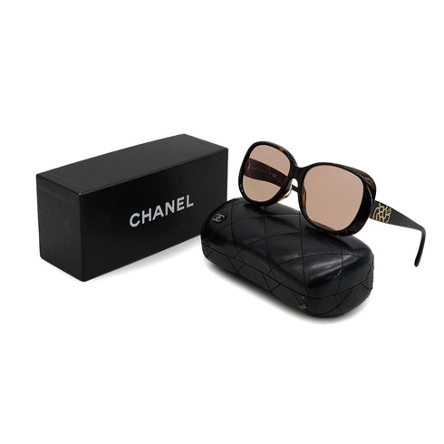 VINTAGE CHANEL COCOMARK SUNGLASSES CAMELLIA TORTOISESHELL PATTERN BROWN EYEWEAR 90321109