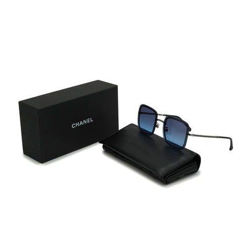 VINTAGE CHANEL COCOMARK SUNGLASSES CHAIN MOTIF BLUE EYEWEAR 90339174