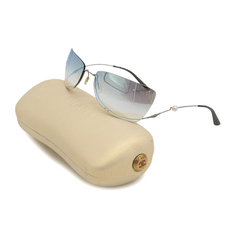 VINTAGE CHANEL COCOMARK SUNGLASSES FAUX PEARL SILVER EYEWEAR 90323172