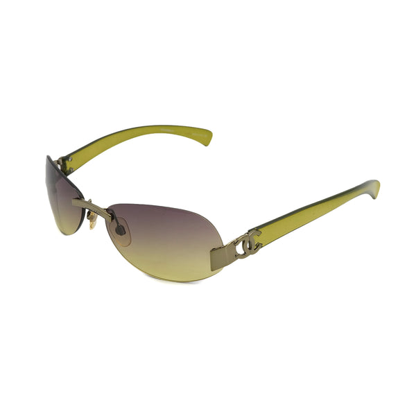 VINTAGE CHANEL COCOMARK SUNGLASSES GREEN EYEWEAR 90323171