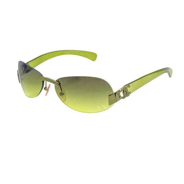 VINTAGE CHANEL COCOMARK SUNGLASSES GREEN EYEWEAR 90325287