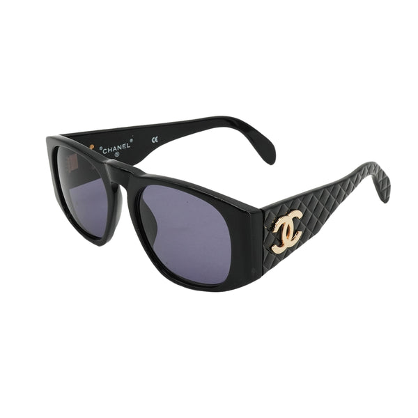 VINTAGE CHANEL COCOMARK SUNGLASSES MATELASSE BLACK EYEWEAR 90326635