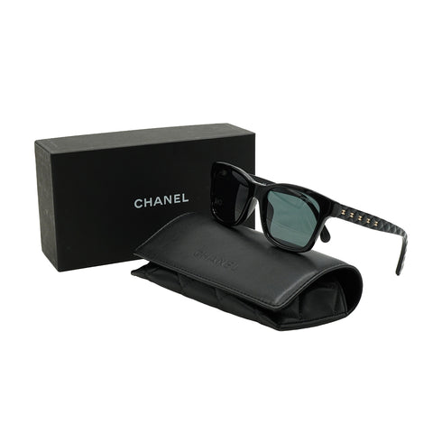 CHANEL COCOMARK SUNGLASSES MATELASSE BLACK EYEWEAR 90334197