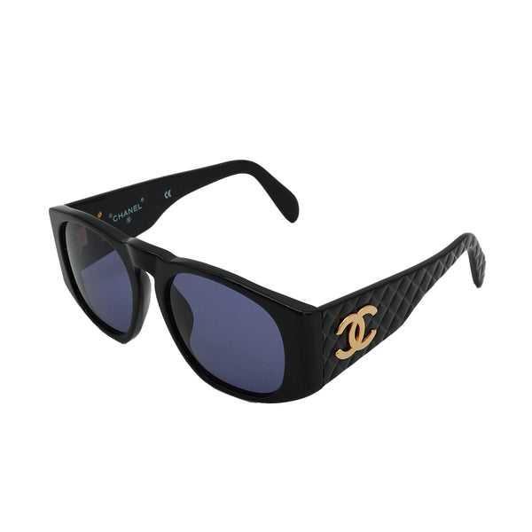 VINTAGE CHANEL COCOMARK SUNGLASSES MATELASSE BLACK EYEWEAR 90335022
