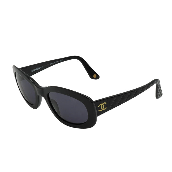 VINTAGE CHANEL COCOMARK SUNGLASSES MATELASSE BLACK EYEWEAR 90335742