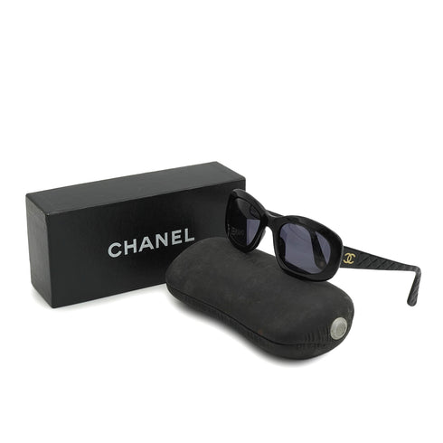 VINTAGE CHANEL COCOMARK SUNGLASSES MATELASSE BLACK EYEWEAR 90335742