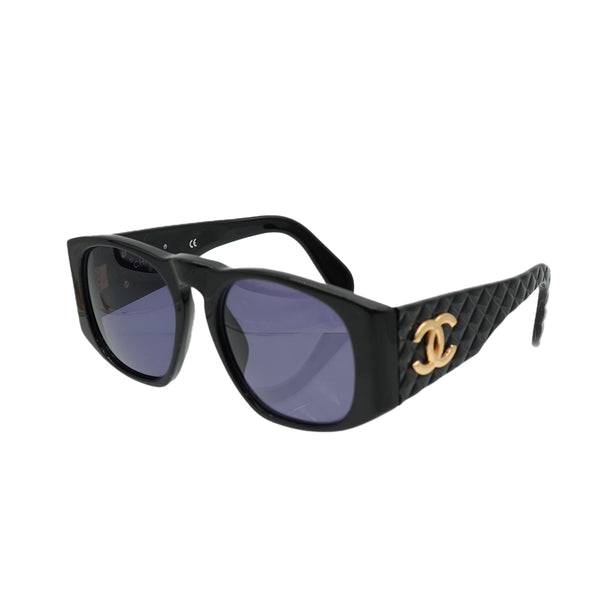 VINTAGE CHANEL COCOMARK SUNGLASSES MATELASSE BLACK EYEWEAR 90335729