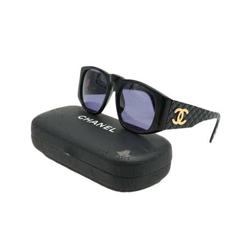 VINTAGE CHANEL COCOMARK SUNGLASSES MATELASSE BLACK EYEWEAR 90335729