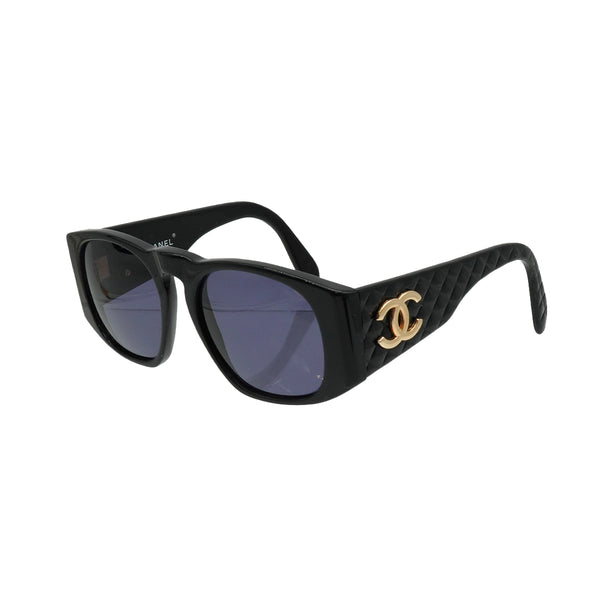 VINTAGE CHANEL COCOMARK SUNGLASSES MATELASSE BLACK EYEWEAR 90338375