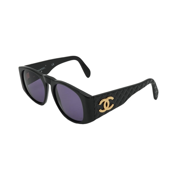 VINTAGE CHANEL COCOMARK SUNGLASSES MATELASSE BLACK EYEWEAR 90324794