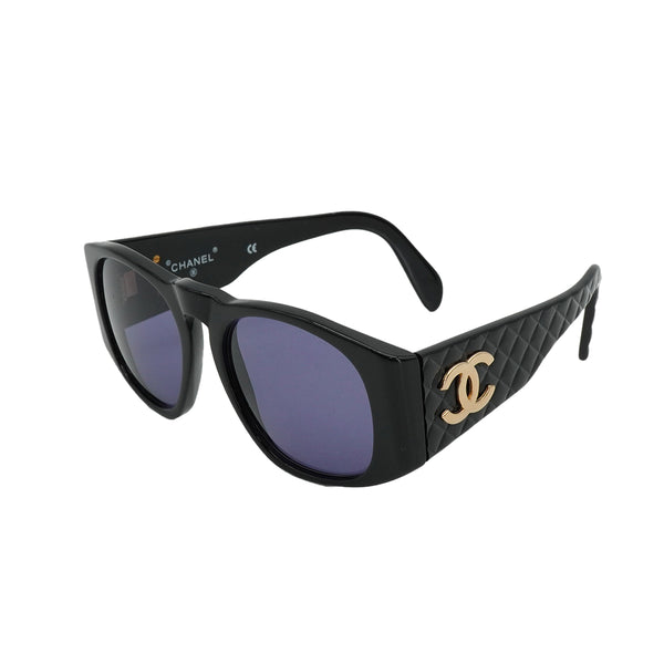 VINTAGE CHANEL COCOMARK SUNGLASSES MATELASSE BLACK EYEWEAR 90325295