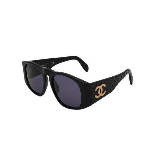 VINTAGE CHANEL COCOMARK SUNGLASSES MATELASSE BLACK EYEWEAR 90331869