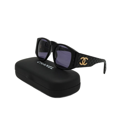VINTAGE CHANEL COCOMARK SUNGLASSES MATELASSE BLACK EYEWEAR 90331869