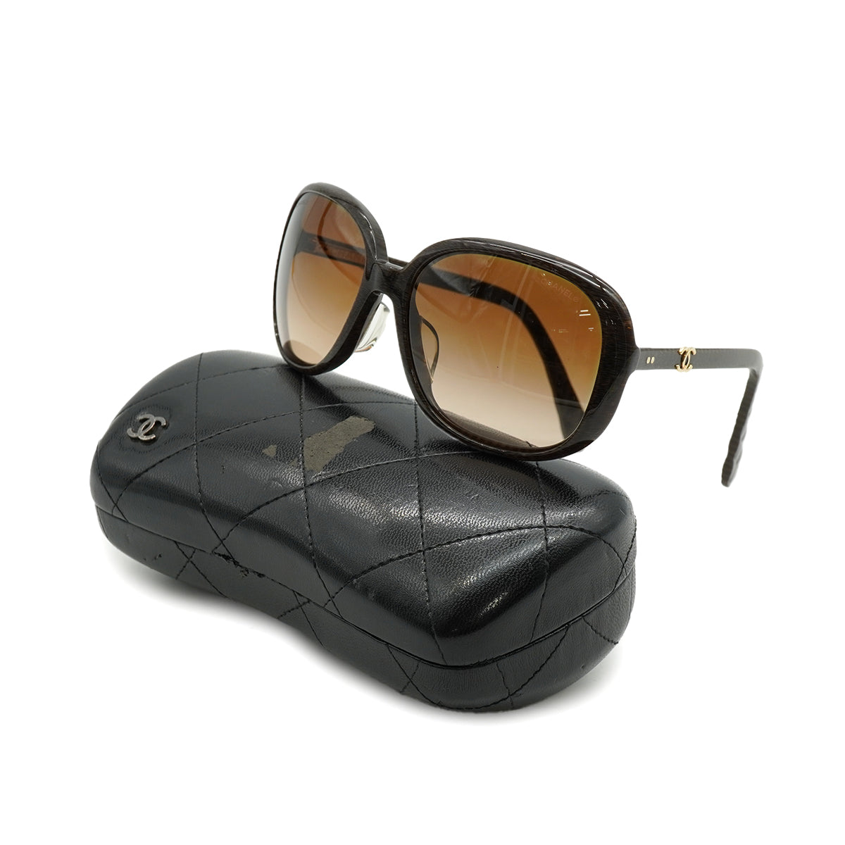 VINTAGE CHANEL COCOMARK SUNGLASSES MATELASSE BROWN EYEWEAR 