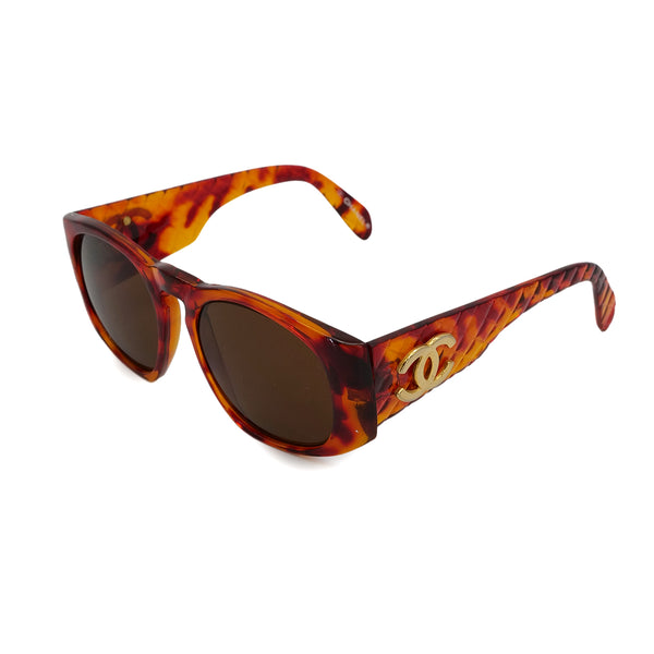 VINTAGE CHANEL COCOMARK SUNGLASSES MATELASSE TORTOISESHELL BROWN EYEWEAR 90325281