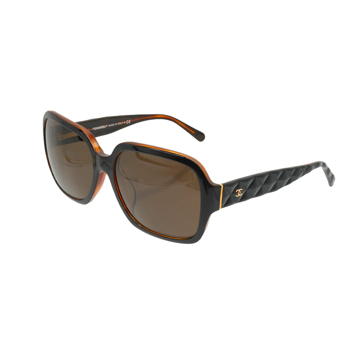 VINTAGE CHANEL COCOMARK SUNGLASSES MATELASSE TORTOISESHELL BROWN