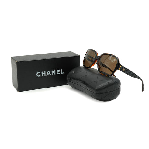 VINTAGE CHANEL COCOMARK SUNGLASSES MATELASSE TORTOISESHELL BROWN EYEWEAR 90340163