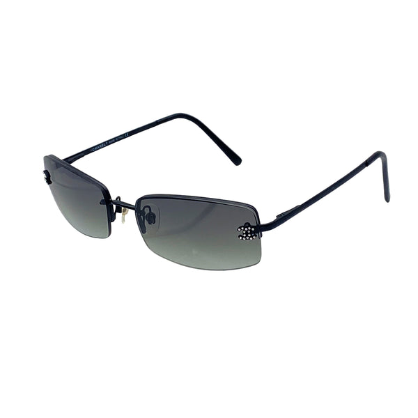 VINTAGE CHANEL COCOMARK SUNGLASSES RHINESTONE BLACK EYEWEAR 90325290