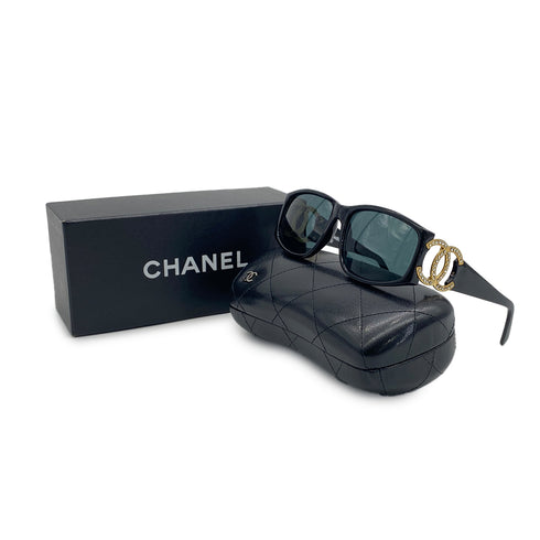 VINTAGE CHANEL COCOMARK SUNGLASSES RHINESTONE BLACK EYEWEAR 90325942