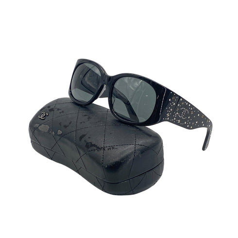 VINTAGE CHANEL COCOMARK SUNGLASSES RHINESTONE BLACK EYEWEAR 90328027