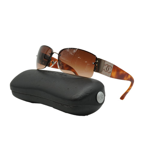 VINTAGE CHANEL COCOMARK SUNGLASSES RHINESTONE BROWN EYEWEAR 90339685