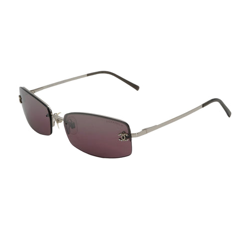 VINTAGE CHANEL COCOMARK SUNGLASSES RHINESTONE SILVER EYEWEAR 90325300