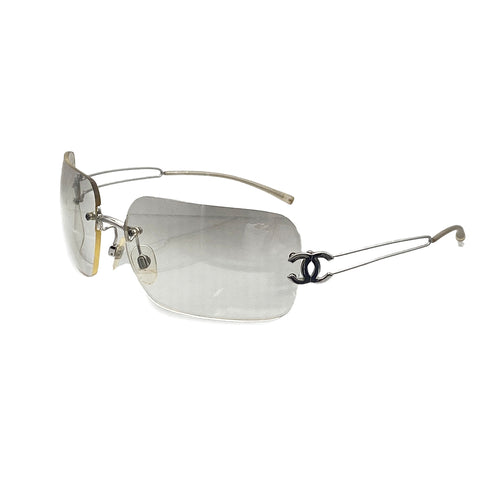 VINTAGE CHANEL COCOMARK SUNGLASSES SILVER EYEWEAR 90321132