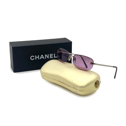 VINTAGE CHANEL COCOMARK SUNGLASSES SILVER EYEWEAR 90325279
