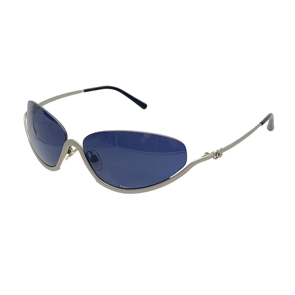 VINTAGE CHANEL COCOMARK SUNGLASSES SILVER EYEWEAR 90325784