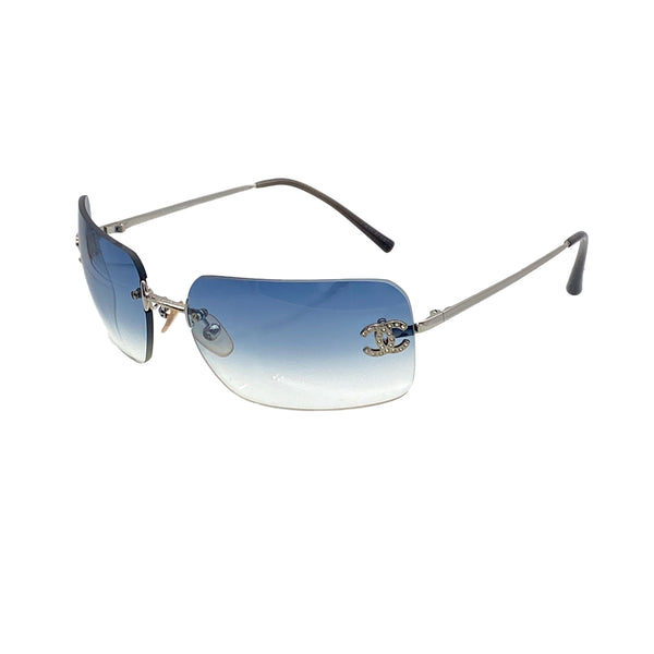 VINTAGE CHANEL COCOMARK SUNGLASSES SILVER EYEWEAR 90325796