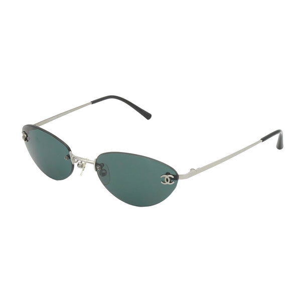 VINTAGE CHANEL COCOMARK SUNGLASSES SILVER EYEWEAR 90335316