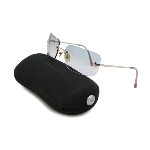 VINTAGE CHANEL COCOMARK SUNGLASSES SILVER PINK EYEWEAR 90325283