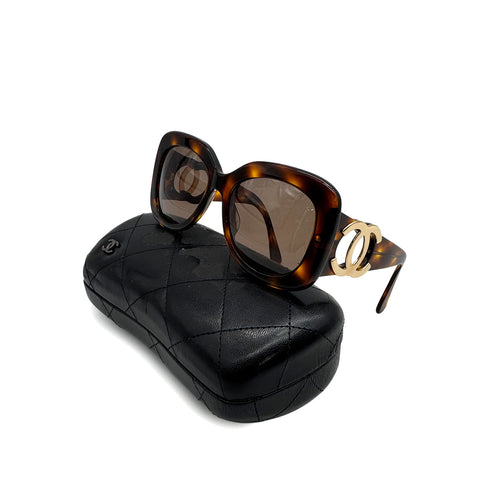 VINTAGE CHANEL COCOMARK SUNGLASSES TORTOISESHELL BROWN EYEWEAR 90324445