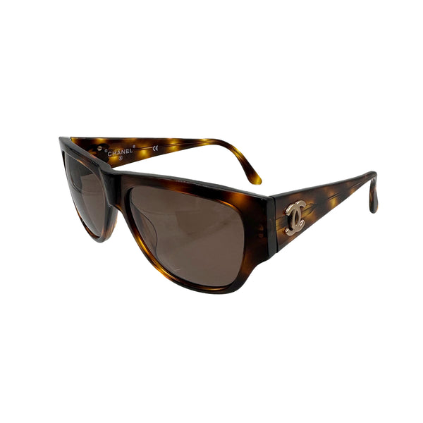 VINTAGE CHANEL COCOMARK SUNGLASSES TORTOISESHELL BROWN EYEWEAR 90329025