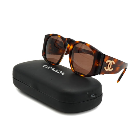 VINTAGE CHANEL COCOMARK SUNGLASSES TORTOISESHELL BROWN EYEWEAR 90332378