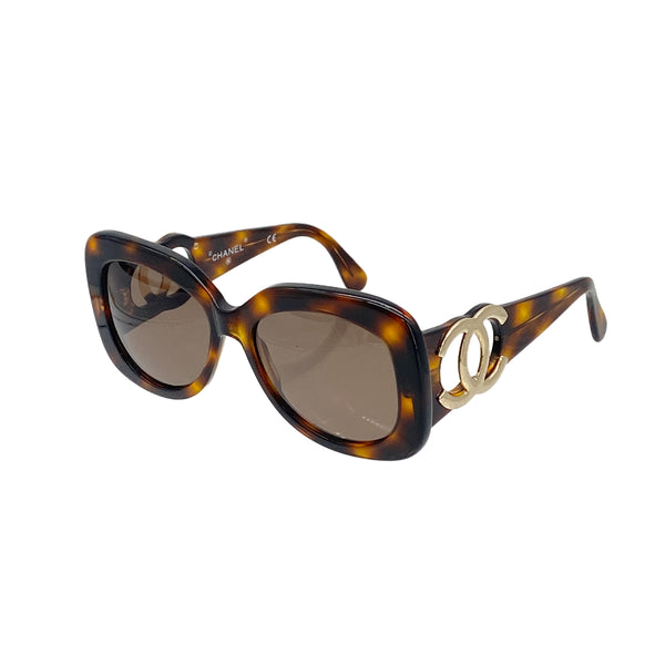 VINTAGE CHANEL COCOMARK SUNGLASSES TORTOISESHELL BROWN EYEWEAR 90328024