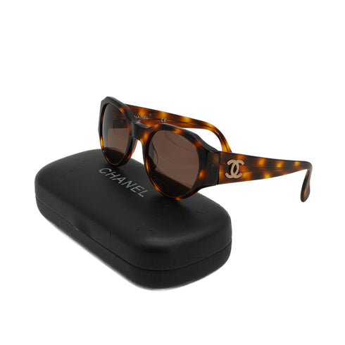 VINTAGE CHANEL COCOMARK SUNGLASSES TORTOISESHELL BROWN EYEWEAR 90331689